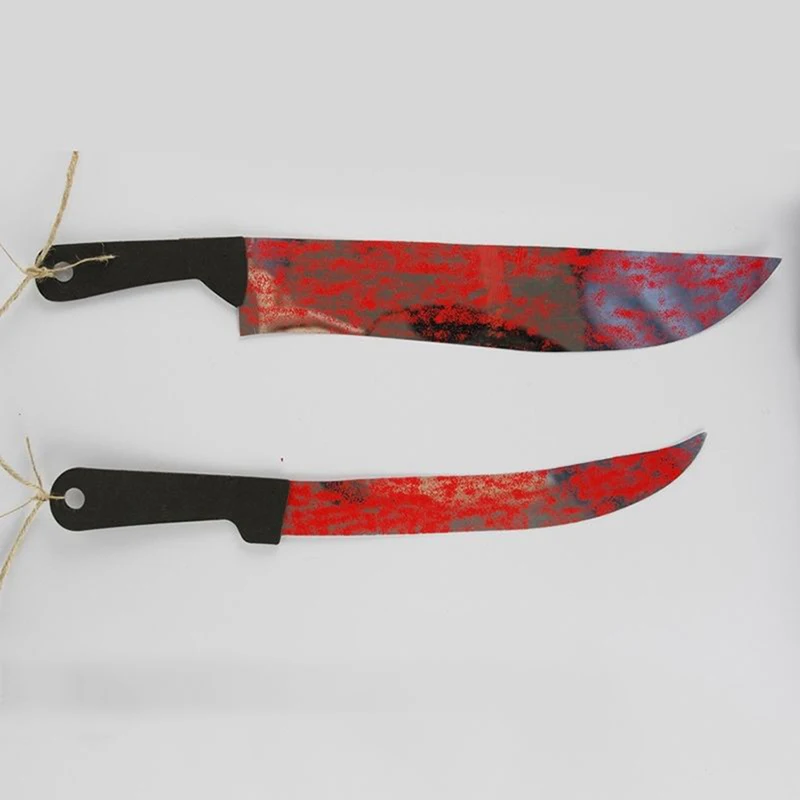 Halloween Banner Bloody Knife Horror Props Bloody Hand Haunted House Party Decoration Scary Fake Hand Foot Halloween Supplies