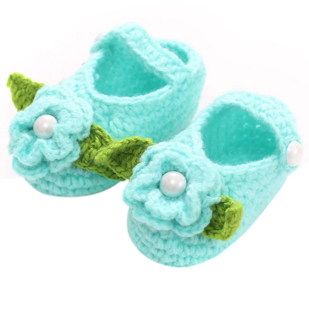 0 to 18 Months Baby Girls Shoes Handmade First Walkers Newborn Baby Infant Boys Girls Crochet Knit Toddler Shoes