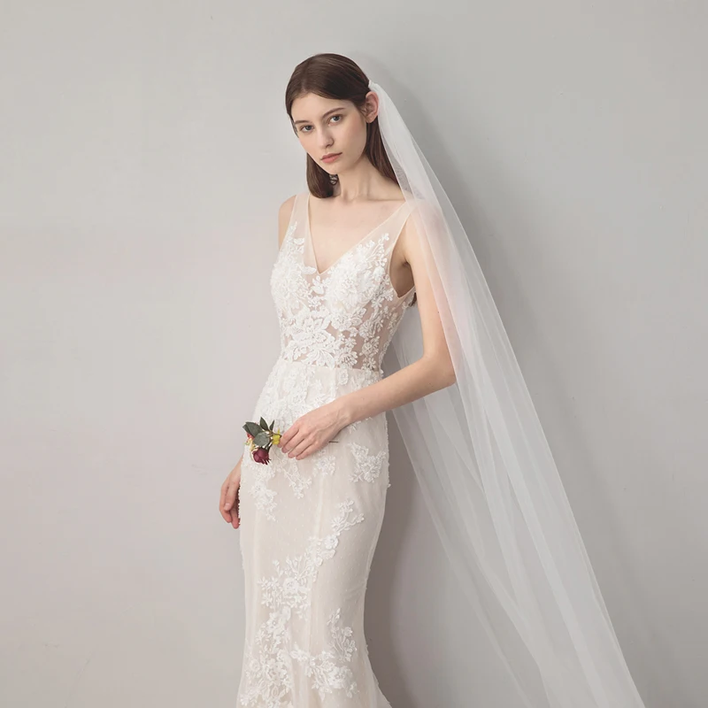 SLBRIDAL Кристаллы Свадебные собор или Королевский кот вуали с гребни невесты свадебная одежда аксессуары для невесты Mariage для женщин