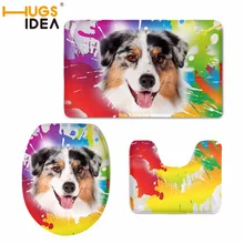HUGSIDEA акварель граффити с принтом собаки мягкие Ванная комната Чехлы для сиденья унитаза 3 шт./компл. Чехлы для сиденья унитаза Ковры Коврики набор для домашнего