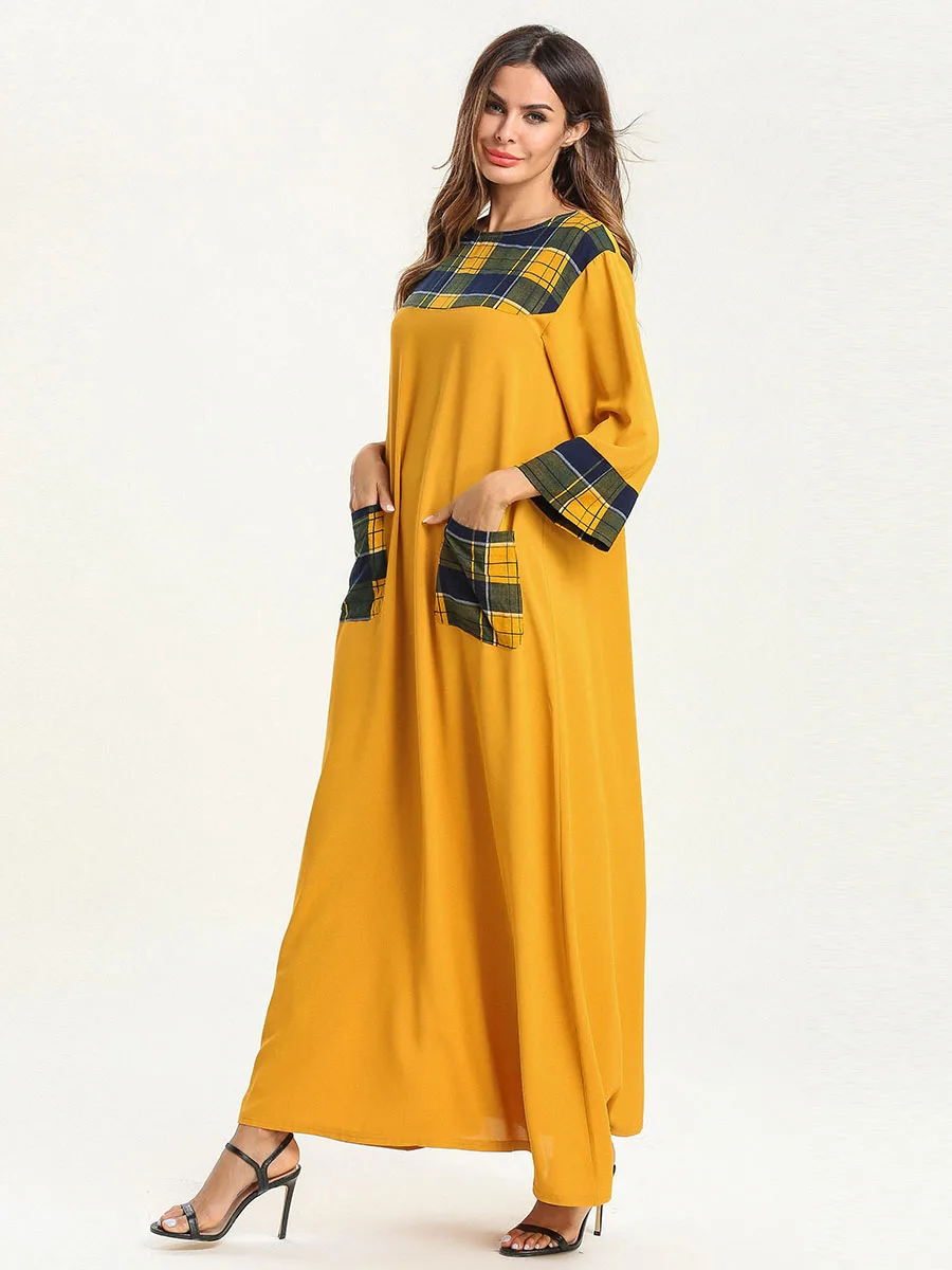 2018 ОАЭ абайя, кафтан платье из Дубая джинсовые карманы женские мусульманские платья jilбаб арабский Бангладеш турецкая исламская одежда