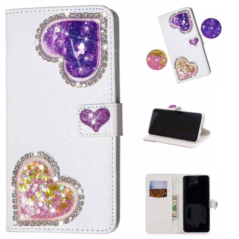 

Diamond Love Cover for Samsung A8 2018 A7 A6 A6 plus Deluxe Handmade Gold Shiny PU Leather Flip for Samsung J6 J6 plus Case