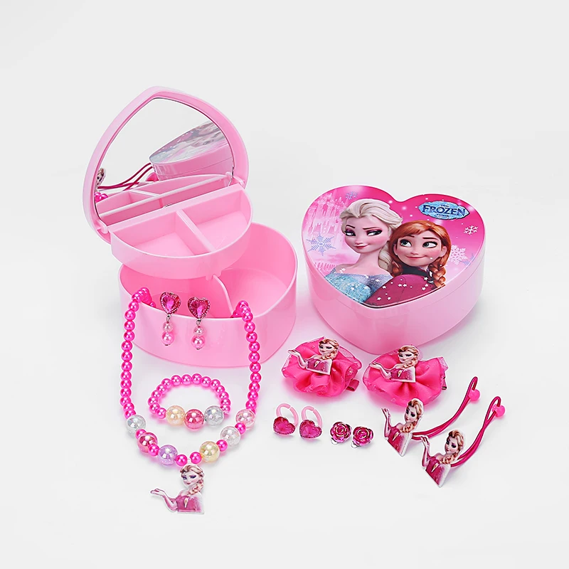 

9pcs /Set Jewelry Set Mirror+Box Festival Children Baby DIY Jewelry Set 2019 New Cartoon Jewelry Accessories