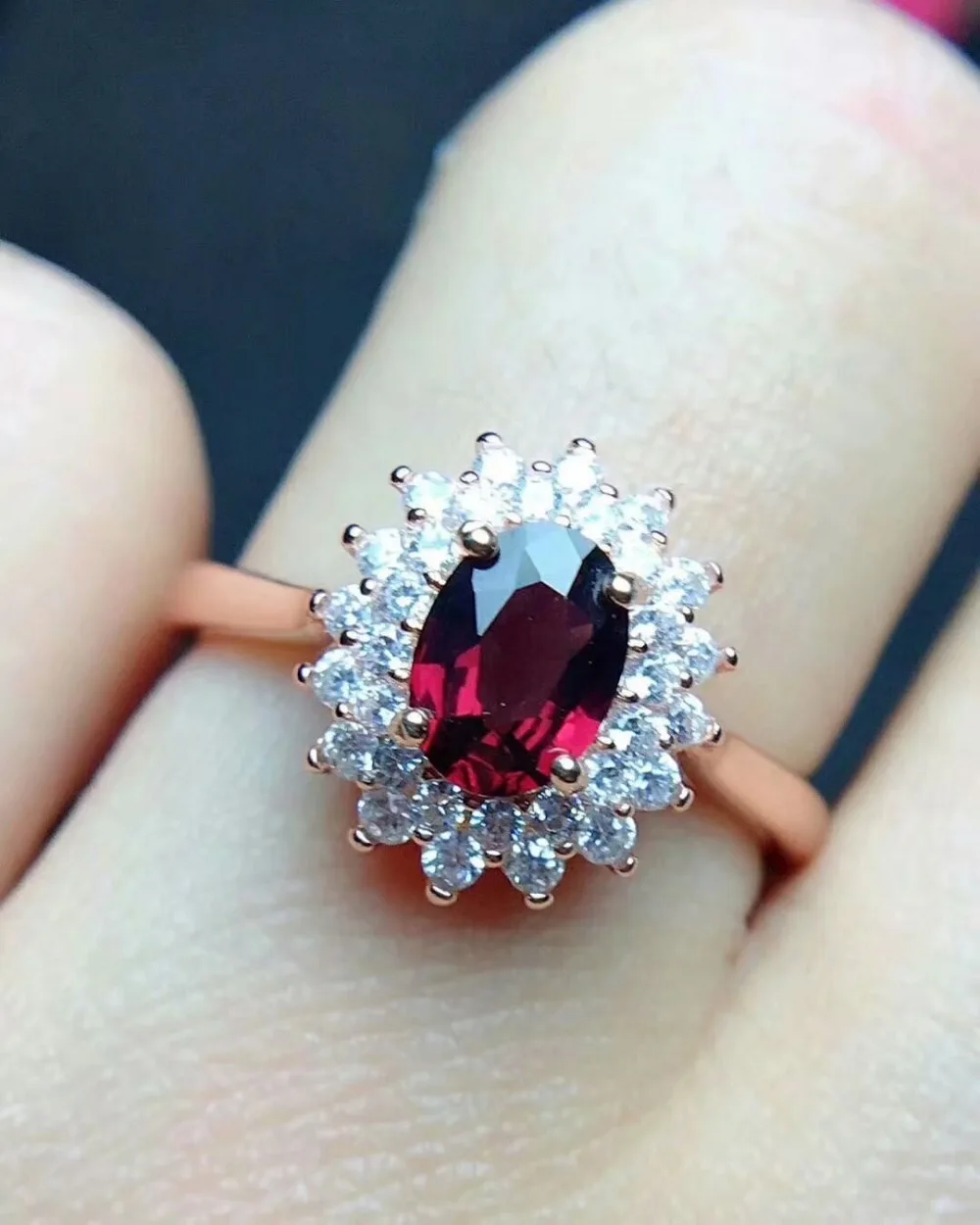 

SHILOVEM 925 sterling silver Natural magnalium garnet rings fine Jewelry women wedding women wholesale new yhj050701agsm