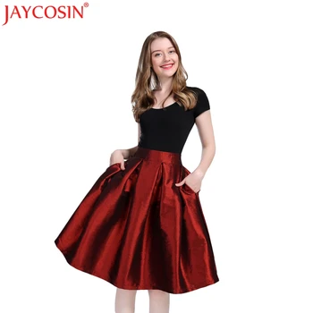 

JAYCOSIN Skirts 2018 Autumn High Waist Skirt Women Polyester Solid Mid-Length Pleated Skirt Free Shiping Dropshipping 25p