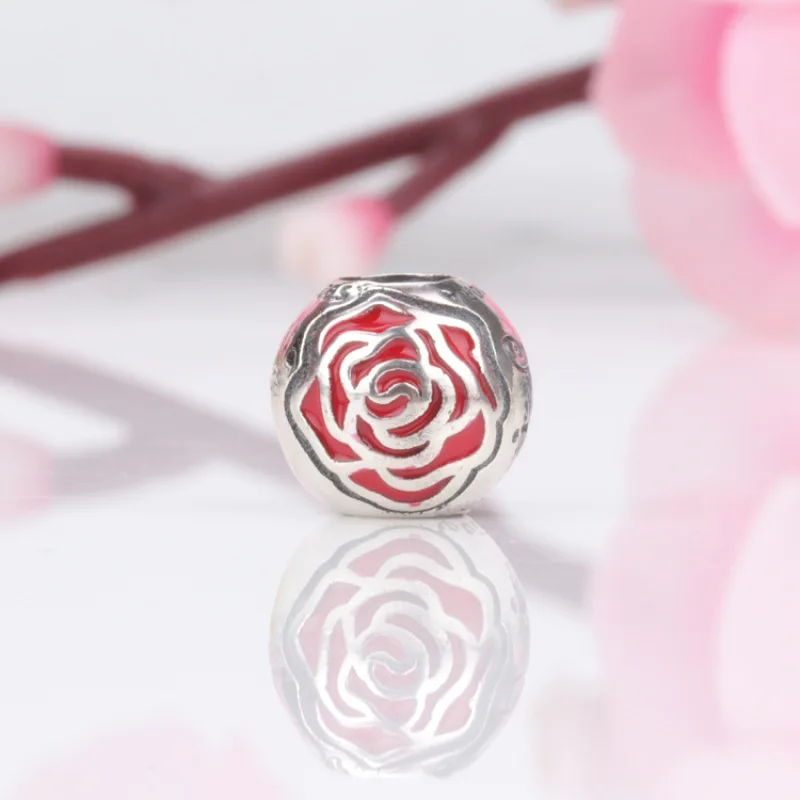 

2019 Hot Sale 925 Sterling Silver Rose Fashion Beads Fits Charm Bracelet DIY Women Jewelry Party Lover Gift
