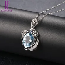 Lohaspie алмаз-ювелирные изделия 2.64ct натуральный драгоценный камень Аквамарин& сапфиры 18k кулон из белого золота для мартовского подарка на день рождения