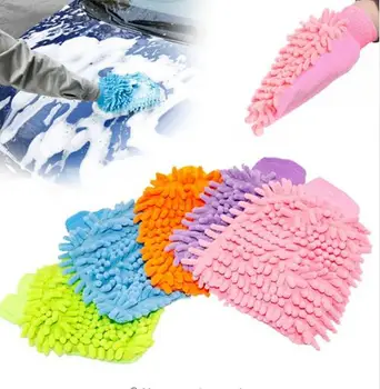 

Random color Car Wash Glove Universal Fiber single-sided chenille fabric Gloves Home kitchen cleaning glove tool 301-0333
