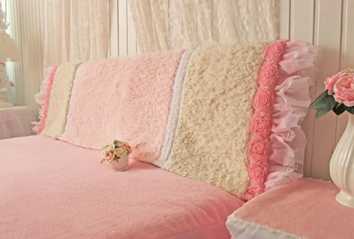 Мягкий плюшевый милый постельный чехол на спинку кровати Свадебный Декоративный домашний Текстиль кружевной гофрированный чехол для подушки принцесса постельное белье доска полотенце