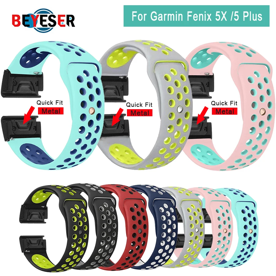 

22 26mm Silicone Watch Band Easy Quick Fit Strap for Garmin Fenix 5X 5X Plus Fenix 3 3HR Descent MK1 Fenix 5 5 Plus motion Strap