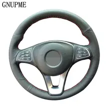 Крышка рулевого колеса GNUPME из черной кожи ручной работы для Mercedes Ben GLK300 C200 2005- крышки рулевого колеса