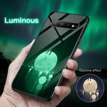 Роскошный светящийся чехол из закаленного стекла для телефона, светящаяся в темноте задняя крышка для телефона Galaxy S7 8 9 10 Plus Note 8 9 10e чехол, чехол