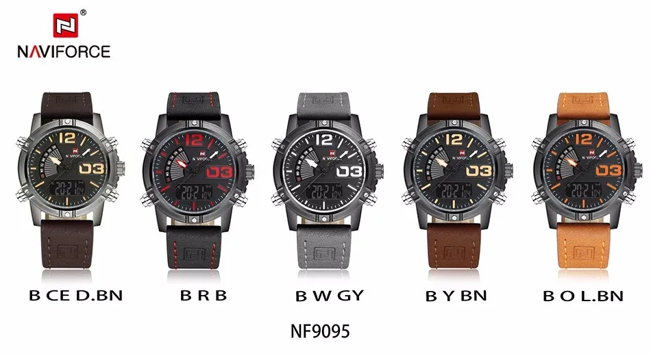 New NAVIFORCE Men Watch Dual Time Zone Alarm LCD Sport Watch Mens Quartz Wristwatch Waterproof Dive Sports Digital Watches