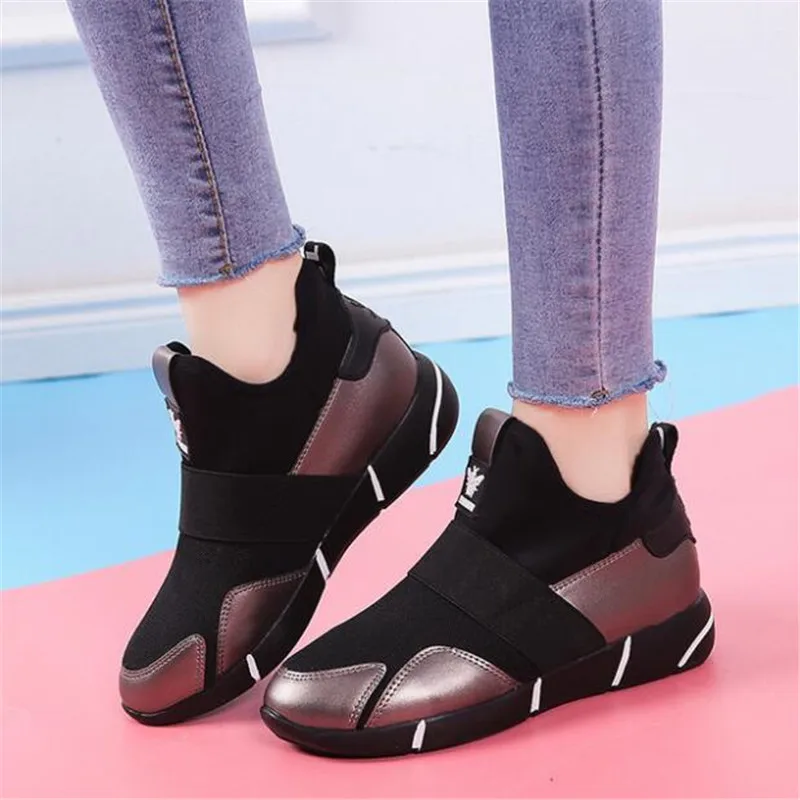 Женские кроссовки; Вулканизированная обувь; женская Повседневная дышащая обувь для прогулок; сетчатая обувь на плоской подошве; большие размеры; пара обуви; Размеры 35-40 - Цвет: Black gold