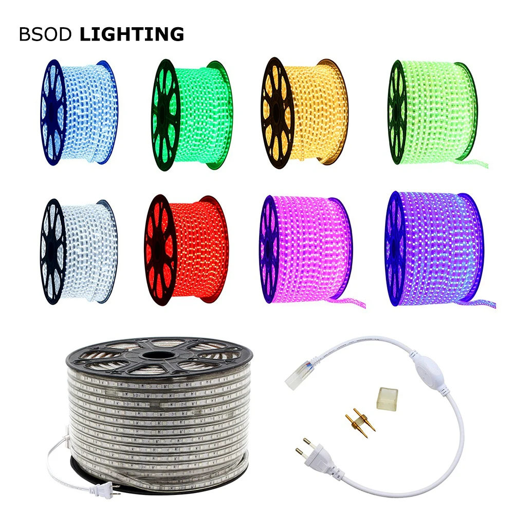 cheap BSOD LED Strip AC220V 60leds m SMD5050 Led Line Light Waterproof 5M 10M 20M 25M Garden Outerdoor Lighting Decoration Lamp