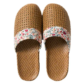 

Suihyung New Summer Women Casual Slides Flax Slippers Patchwork Floral Breathable Linen Platform Sandals Lovers Home Floor Shoes