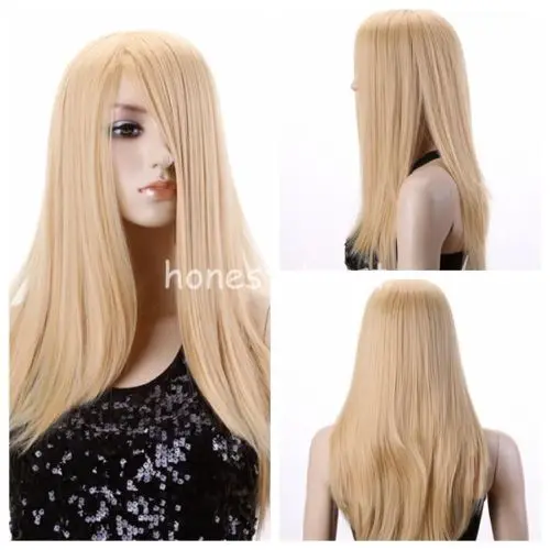 wang HOT sell Free &gt&gt&gt&gt70CM Long Straight Blonde Hair Cosplay Party Wigs |
