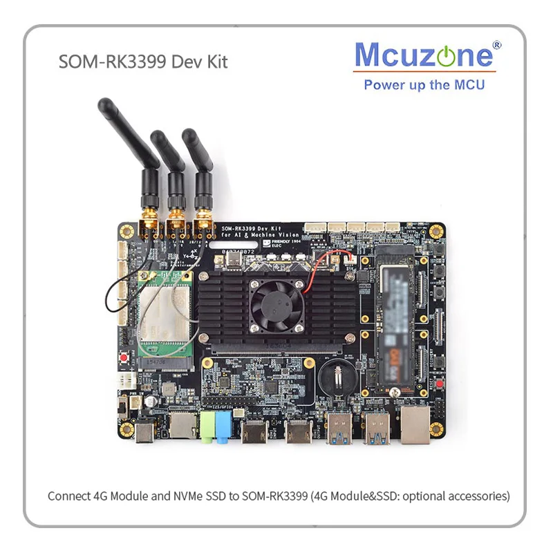 Mcuzone SOM-RK3399 AI Developer kit WiFi BT Поддержка Гбит/с Ethernet и двухэкранный дисплей Android/Ubuntu/QT/buildrootdmi IN/OUT