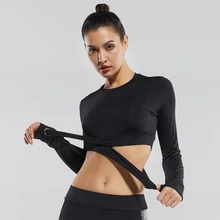 Женский бесшовный топ с длинным рукавом для фитнеса, укороченные топы для упражнений, тренировочные компрессионные рубашки, спортивные женские топы, женские футболки для йоги