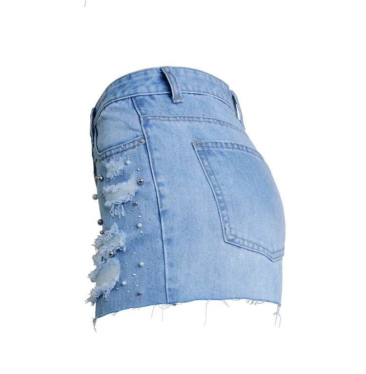 Летние модные женские джинсовые шорты брюки с высокой талией джинсы женские Джинсовая ткань брюки джинсовые шорты брюки-клеш с вышивкой шорты с дырками