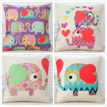 

Creative elephant love wedding child printed linen cushion Cushion Cover covers sofa bed home room Dec square wholesale FG155