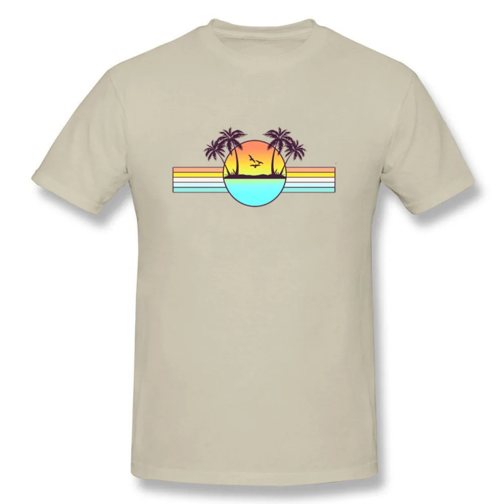 Summer Fashion Tshirt Mens American Miami 80s Sunset Scenery Graphic T