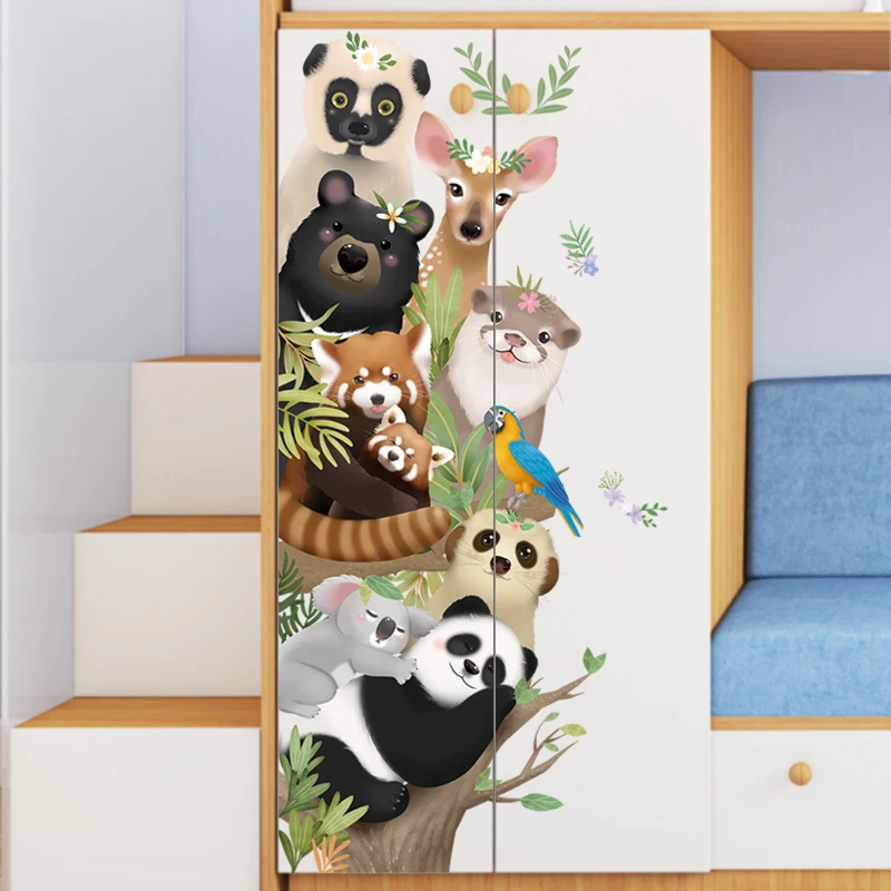 Милая панда Жираф животное коала мультфильм настенные наклейки для гостиной Детская комната наклейки DIY обои ПВХ самоклеющиеся