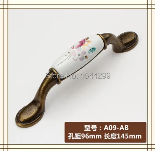 

Length 5.71" 145mm Hole C:C: 3.78" 96mm Ceramic Kitchen Furniture cabinet handle drawer pulls printed Tulip flower