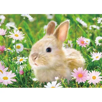 

Full Square/Round Drill 5D DIY Diamond Painting "Bunny in the flower" 3D Embroidery Cross Stitch Mosaic Home Decor A01074