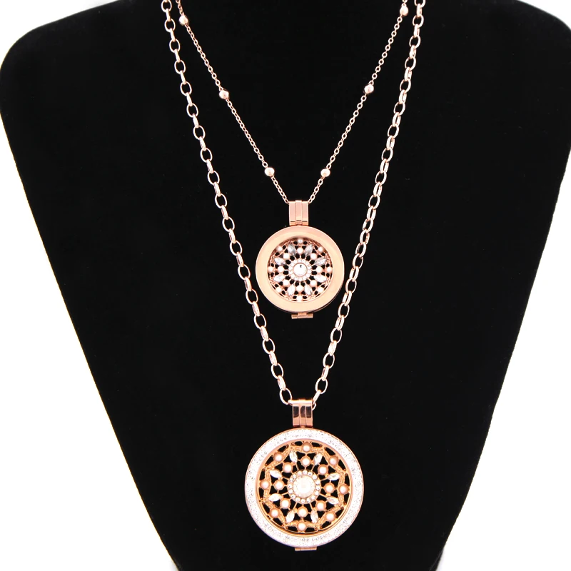 

Vinnie Design Jewelry Rose Gold Pendant Necklaces with 2pcs Rosario Coin Disc Set