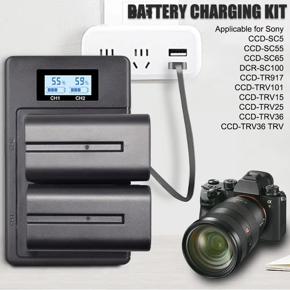 

Large capacity x2 7200mAh NP-F960 NP F970 digital camera battery + USB charger for Sony NP-F960 NP-F970