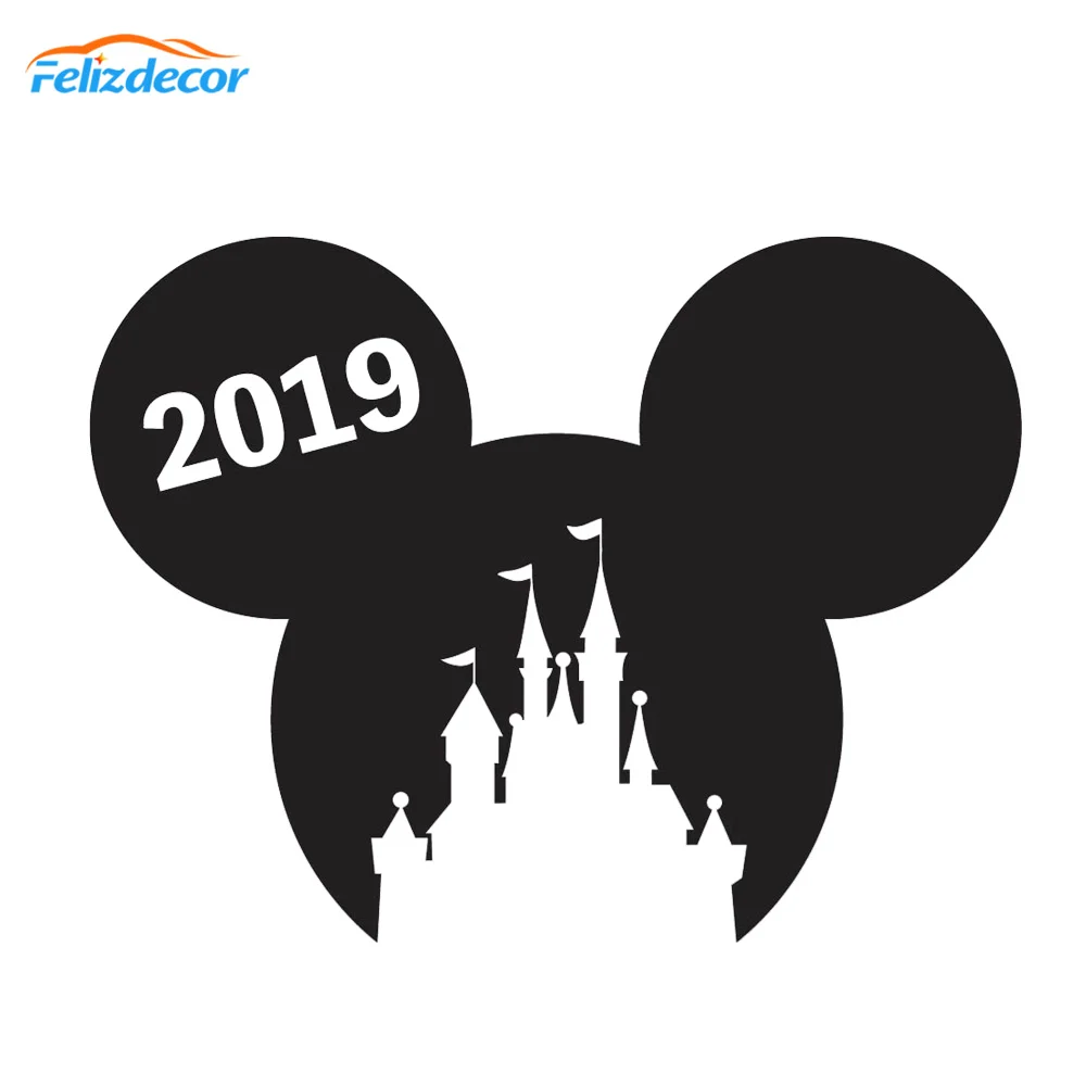 

20*15cm 2019 Mickey Mouse Car Window Sticker Art Laptop Stickers Removable Vinyl Cartoon Decals Mickey Castle L901
