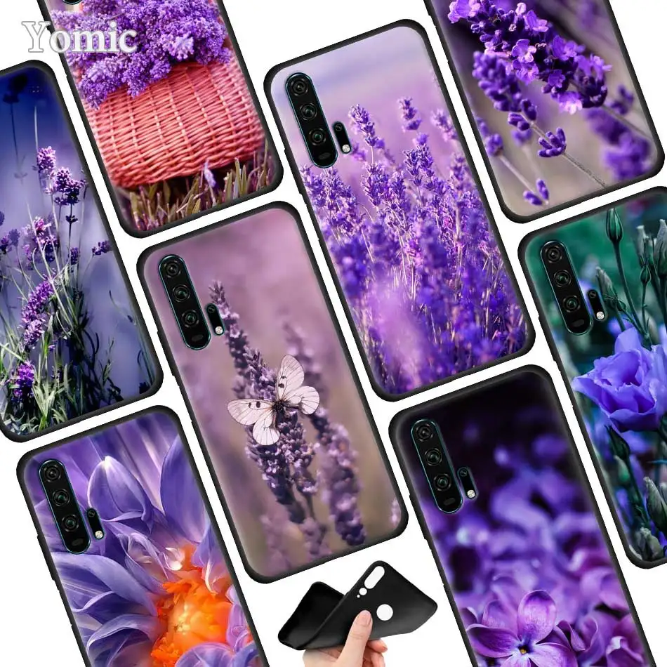 

Simple lavender Purple flowers Back Silicone Case for Huawei P30 P20 Pro P9 P10 P20 P30 Lite P Smart Plus Mate 10 20 Pro Case