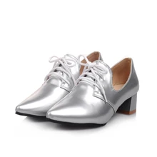 PQECFS/Большие размеры 34-43, высокое качество, весна-осень, модные женские однотонные Туфли-оксфорды с острым носком на среднем каблуке, 3 цвета