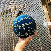 Женская круглая сумочка из шерстяной ткани, клатч для вечеринки, женская сумка через плечо с цепочкой, модные мини-сумки с буквенным принтом для девушек