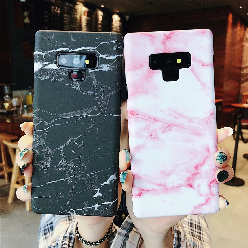 

S9 Plus Marble Case Hard Cover for Samsung Galaxy S9 S8 S10Plus Note 8 Note 9 Coque Black Pink Luminous Marble Stone Phone Cases