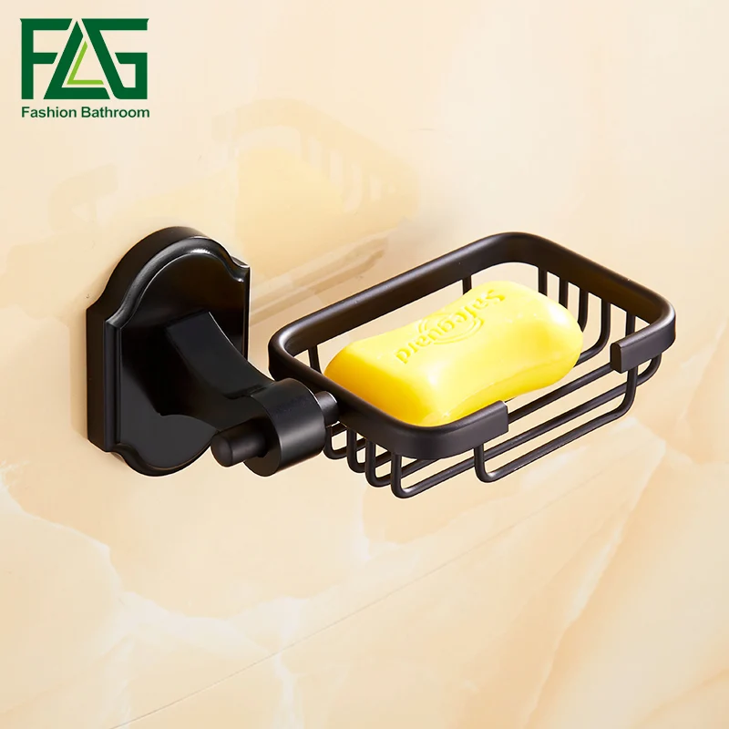 

FLG Soap Dishes Space Aluminum Black Finish Soap Holder Soap Box Bathroom Accessories