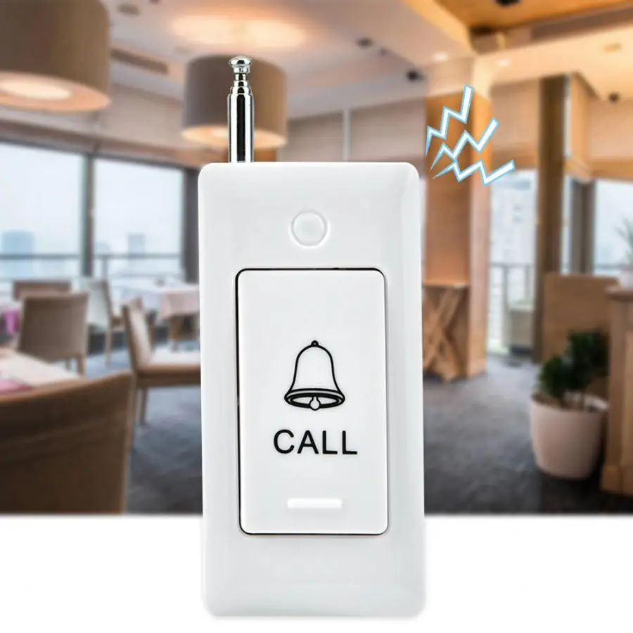 

Mini Wireless Alert Call Help White Button Guest Call for Hospital Restaurant Nursing Home