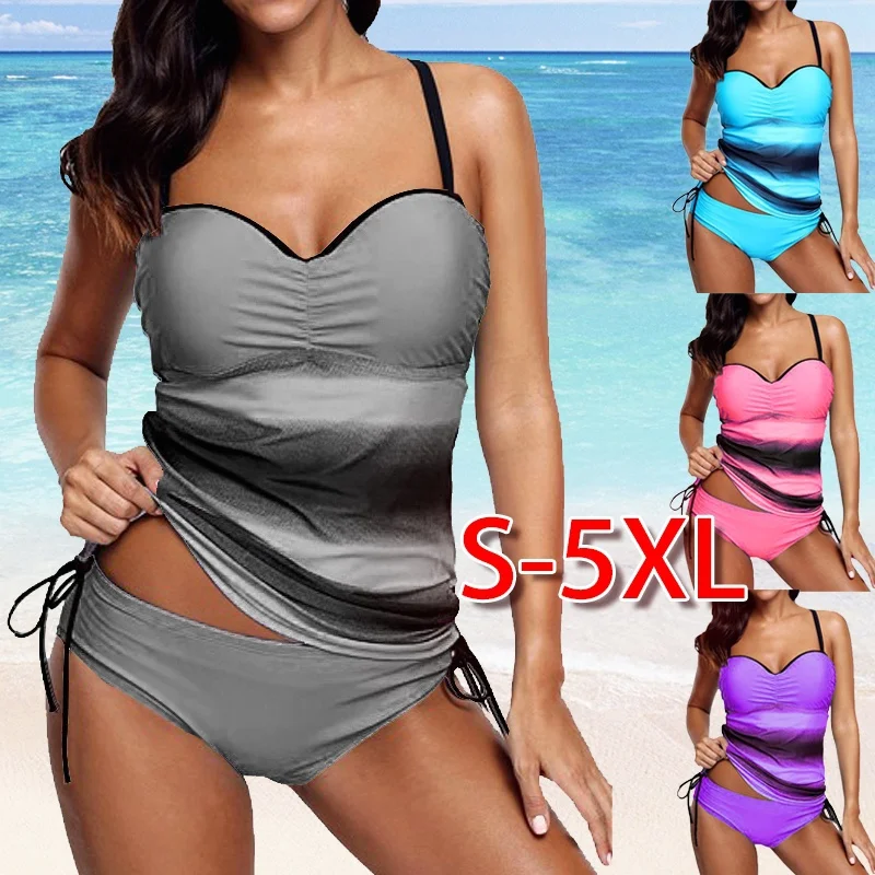 Tankini-Sets-With-shorts-2018-Summer-Women-Two-Pieces-Swimwear-Retro-Print-Bathing-Suits-Bikini-Push