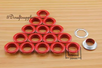 

eyelets metal with washer grommets red round 60 sets 10 mm CK34