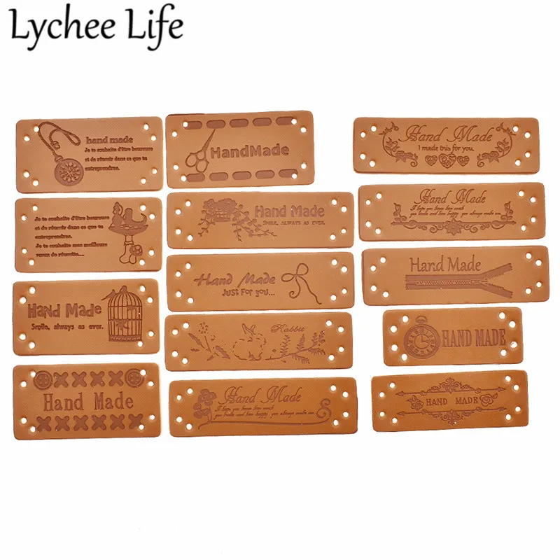 Lychee 20 шт брелки из кожи PU ручной работы этикетки буквы птицы печатные самодельные
