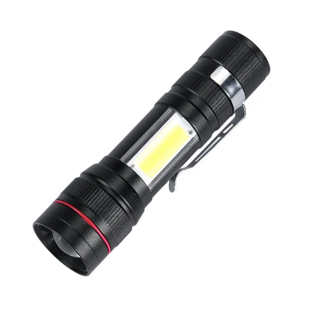 T140 Telescopic Focusing 500 Lumens T6+Double Faced COB Aluminum Alloy Glare LED Flashlight With USB Charge 3 Modes for Outdoor|Фонарики и