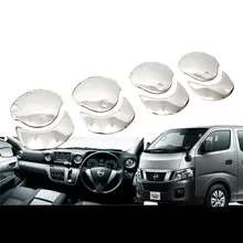 JY 8 pcs Interior AC Ventilação Decoração Estilo Do Carro Guarnição de Aço Inoxidável Tampa Acessórios para Nissan Caravan NV305 E26