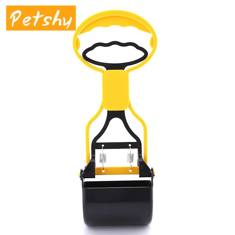 Petshy Pet Pooper Scooper с длинной ручкой захват, совок для уборки собачьих экскрементов для уборки животных, отходов собак, кошек, отходов, уборки, инструменты для уборки на открытом воздухе - Цвет: Short-Yellow