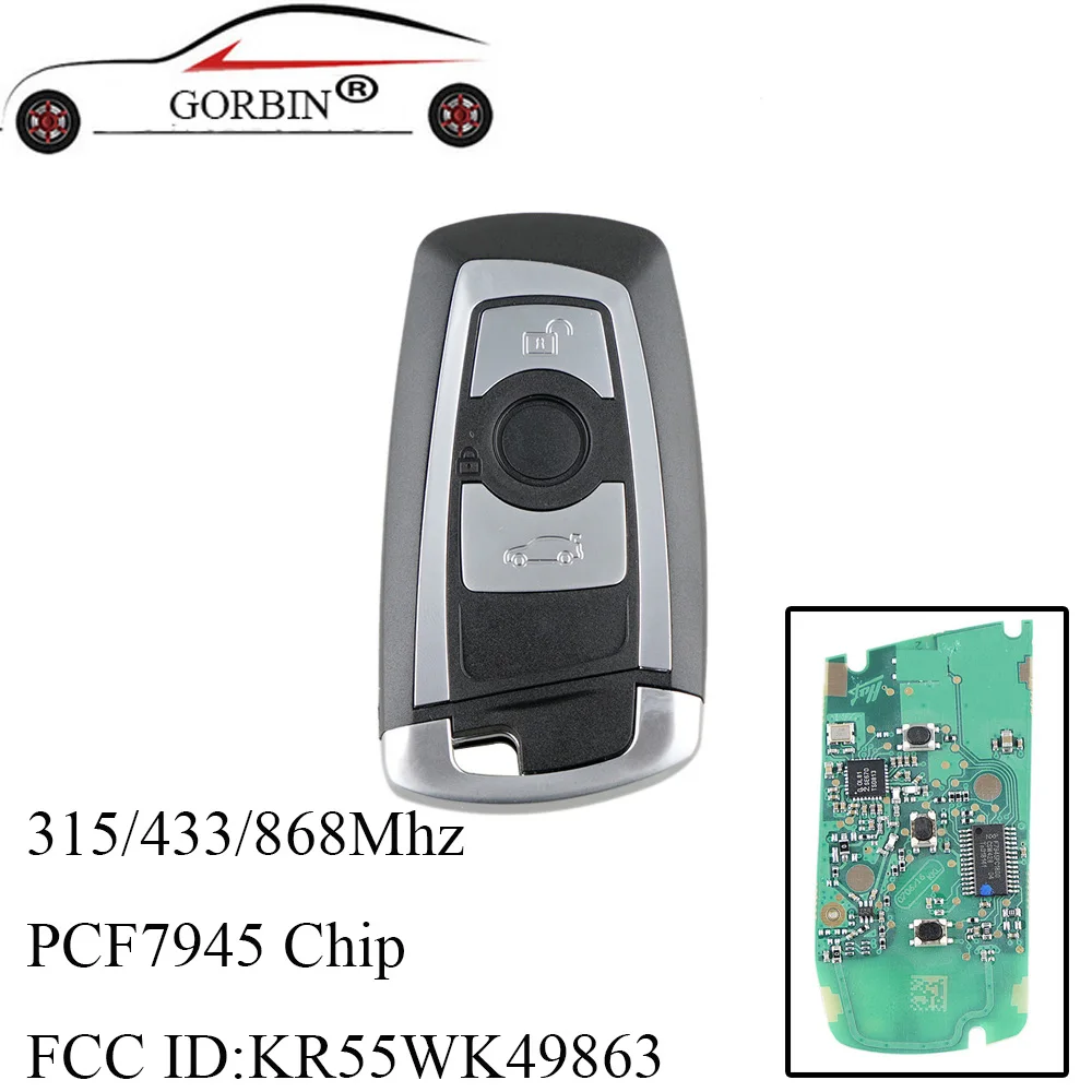 

GORBIN Smart Remote Key Keyless Fob For BMW KR55WK49863 Car keys 315/433/868Mhz PCF7945 For BMW FEM / BDC CAS4 CAS4+ 2011-2017