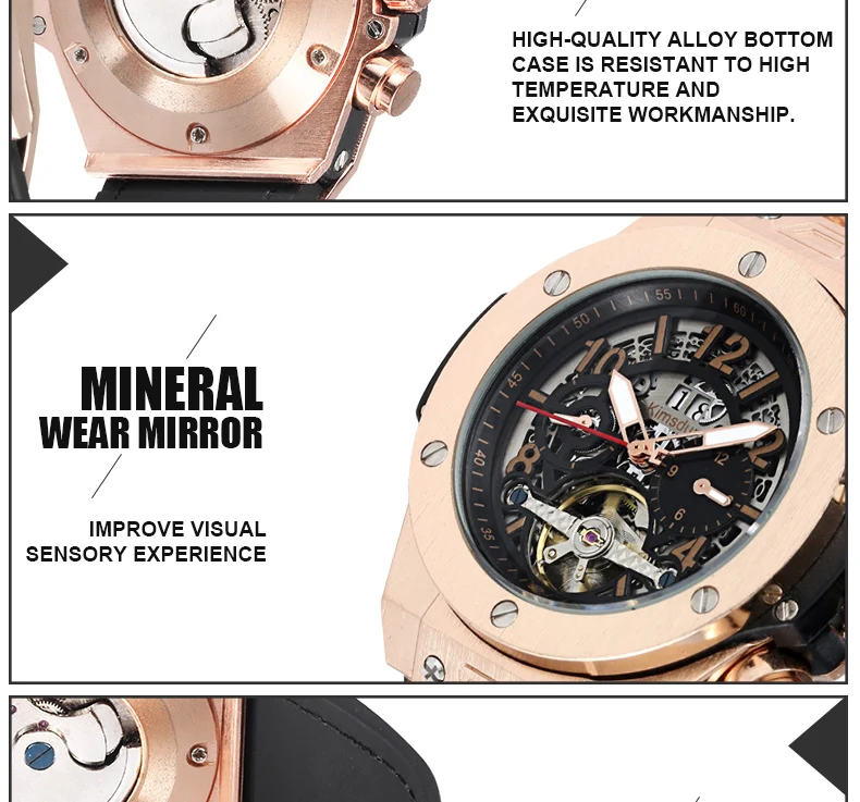 KIMSDUN Мужские автоматические механические часы модные повседневные роскошные классические турбийон спортивный тренд силиконовый ремешок золотые часы Relogio