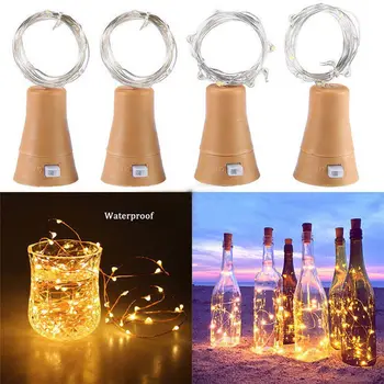 

2019 New 5PCS 2M Solar Cork Wine Bottle Stopper Copper Wire String Lights Fairy Lamps 20LED solar cork light Festival gift #4J17