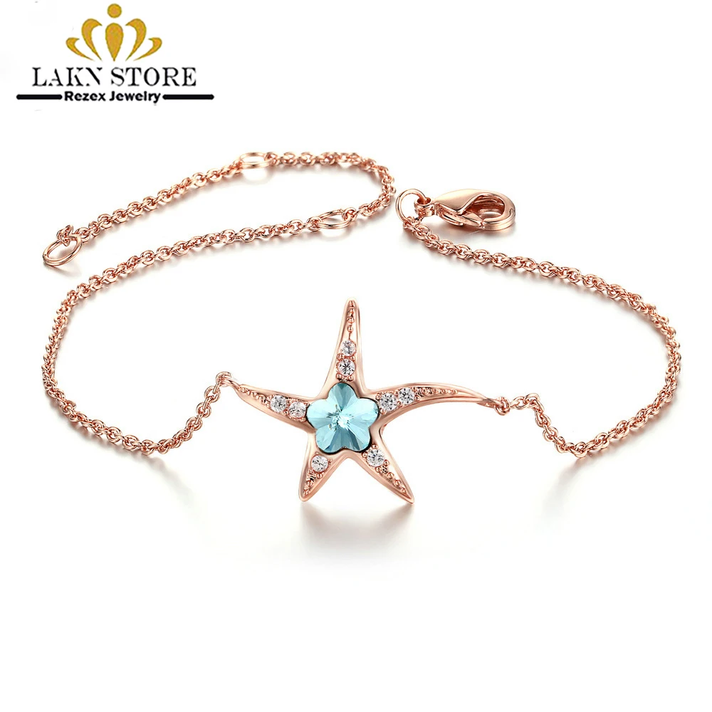 

Luxury Cute Handmade Rose Gold Animal Starfish Bracelets For Women Friendship Gift Bracelet Femme 2018 Bohemien pulsera mujer