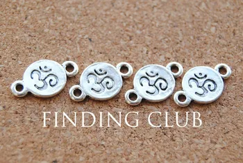 

50 pcs Silver Color OM Aum Ohm Mantra Sign Disc Charm DIY Metal Bracelet Necklace Jewelry Findings A910