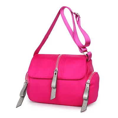 Женская сумка через плечо, легкие сумки, водонепроницаемые холщовые сумки, нейлоновые сумки через плечо, сумки на молнии, повседневная сумка, женская сумка - Цвет: rose red handbags